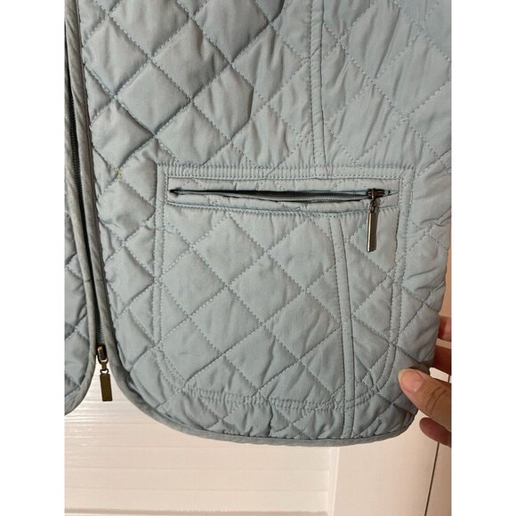 Van Heusen Women's Quilted Vest Medium Light Blue Zip Front Pockets Lined - Picture 2 of 9